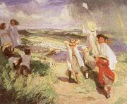 Laura Knight Flying the Kite oil painting artist